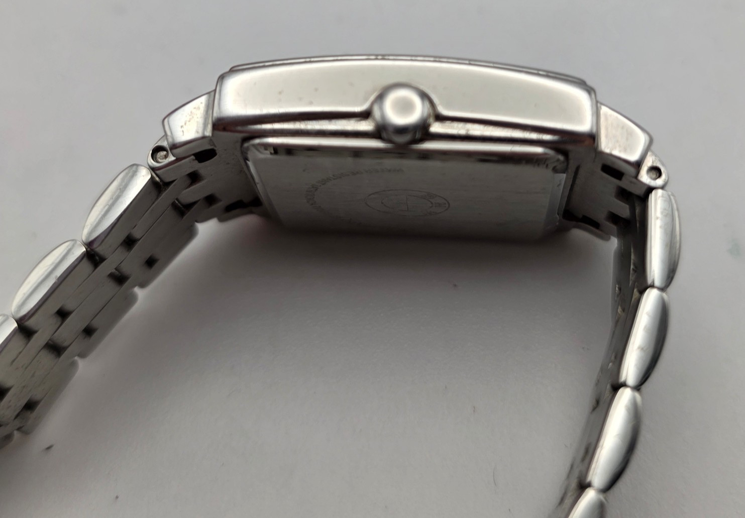 BMW Logo Rectangular Stainless Steel Bracelet Watch 5.5 In Wrist Silver Quartz