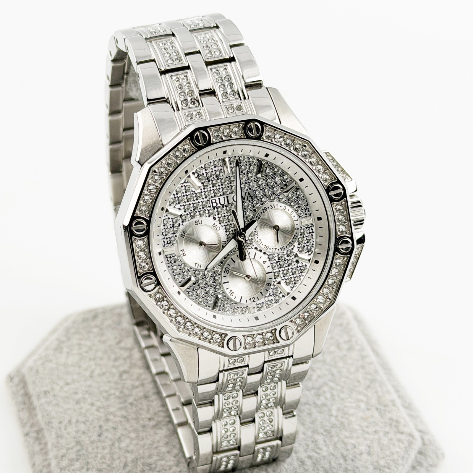 Bulova Men’s Watch Crystal Octava Silver-Tone Stainless Steel Bracelet 96C134