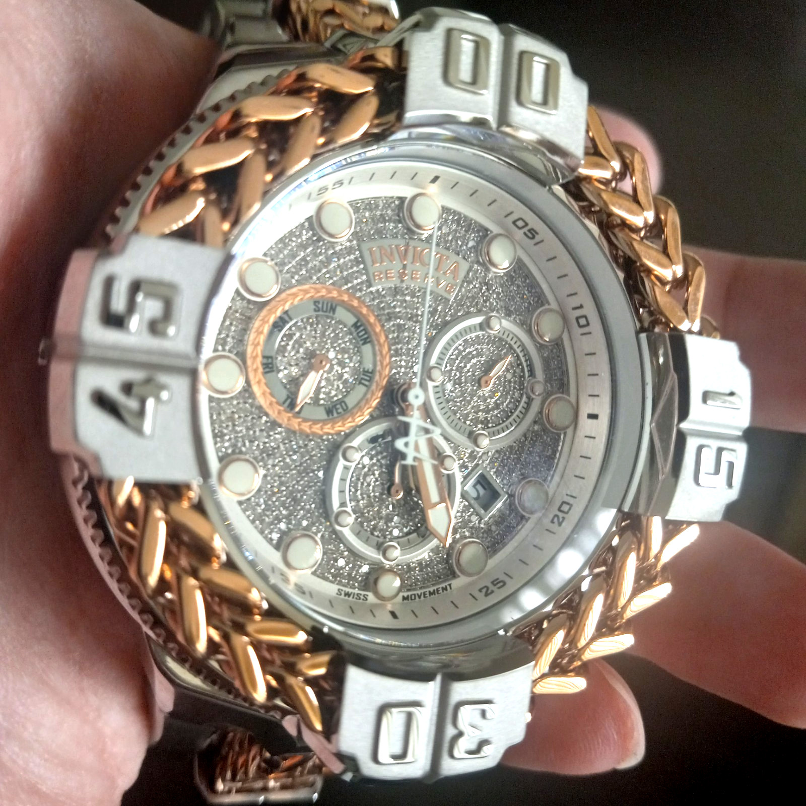 INVICTA 1.64 CTW DIAMOND GLADIATOR SPARTICUS 59mm SILVER ROSE MEN’S WATCH 37006