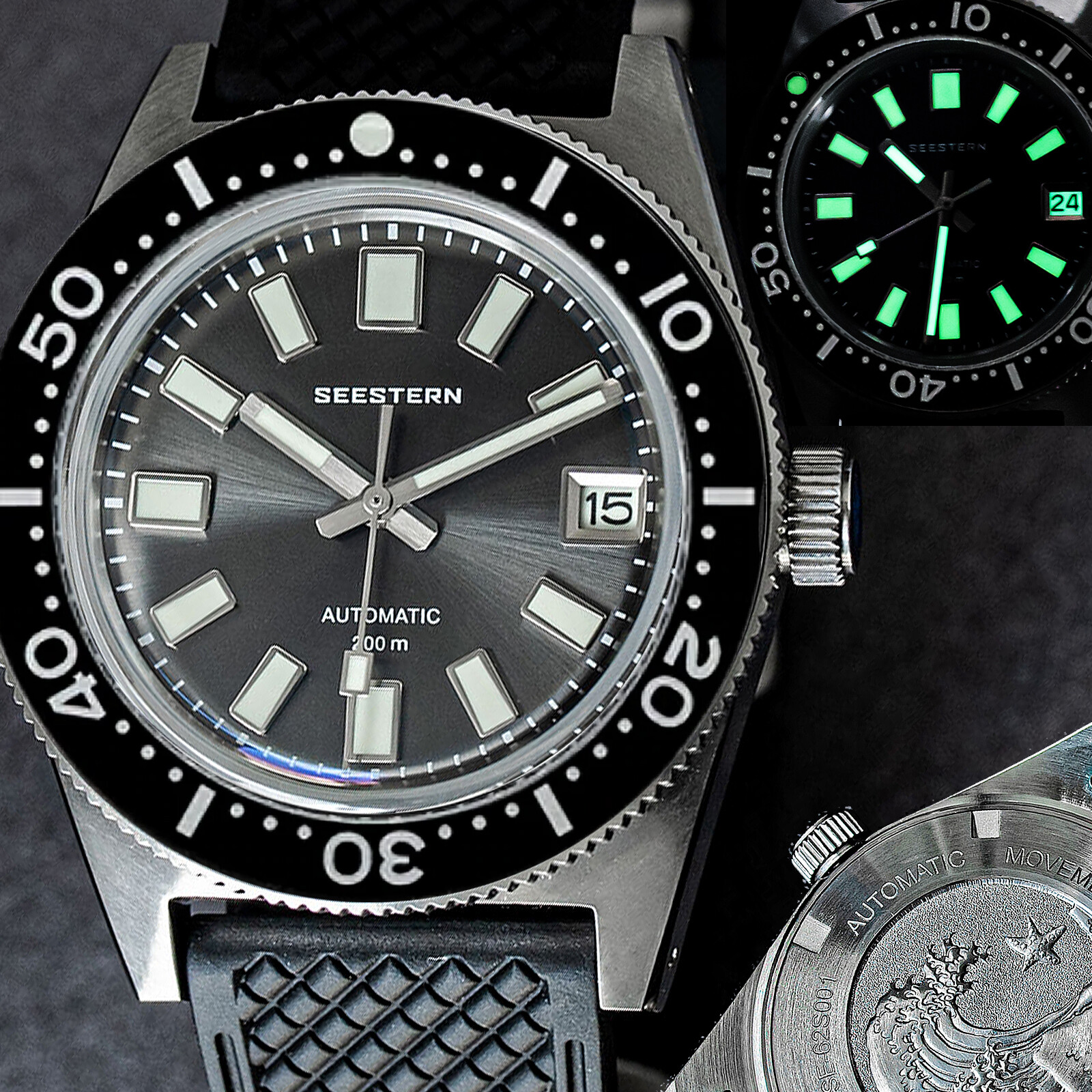 Seestern V3 62MAS 20ATM Genuine Ceramic Bezel 200m DIVER’S Watch SE2021-D62S-SK