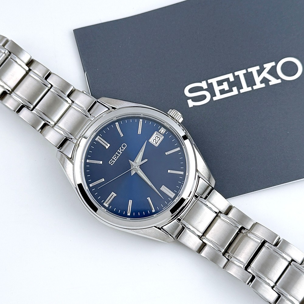 Seiko Essentials Men’s Quartz Dark Blue Dial Stainless Steel Watch SUR309