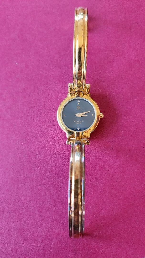 GIVENCHY Gold Dark Blue Dial Quartz Wristwatch