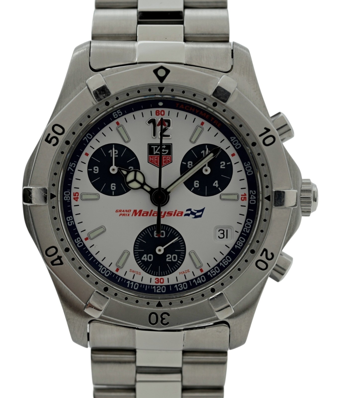 Tag Heuer Men’s 38mm Malaysia 2000 Series LE 180/188 White Dial Watch B+P CK1114