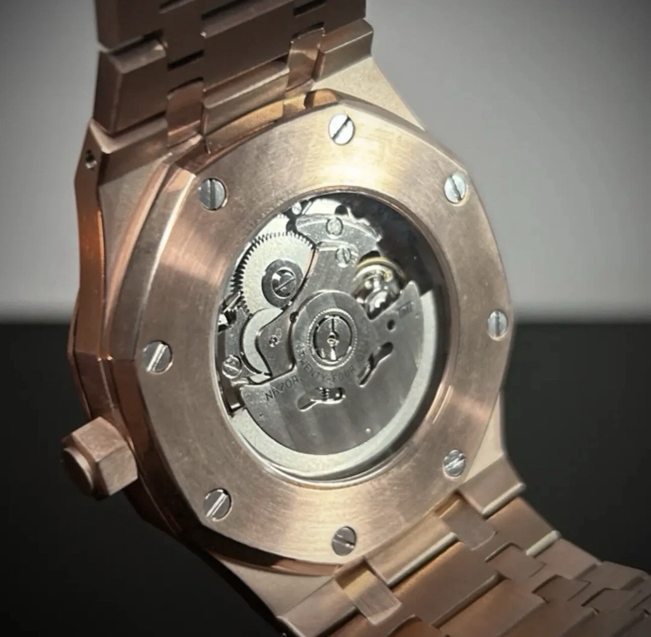 Custom Rose Gold “RO” Style Skeleton Mod w/ Nh70 Automatic Sapphire Crystal