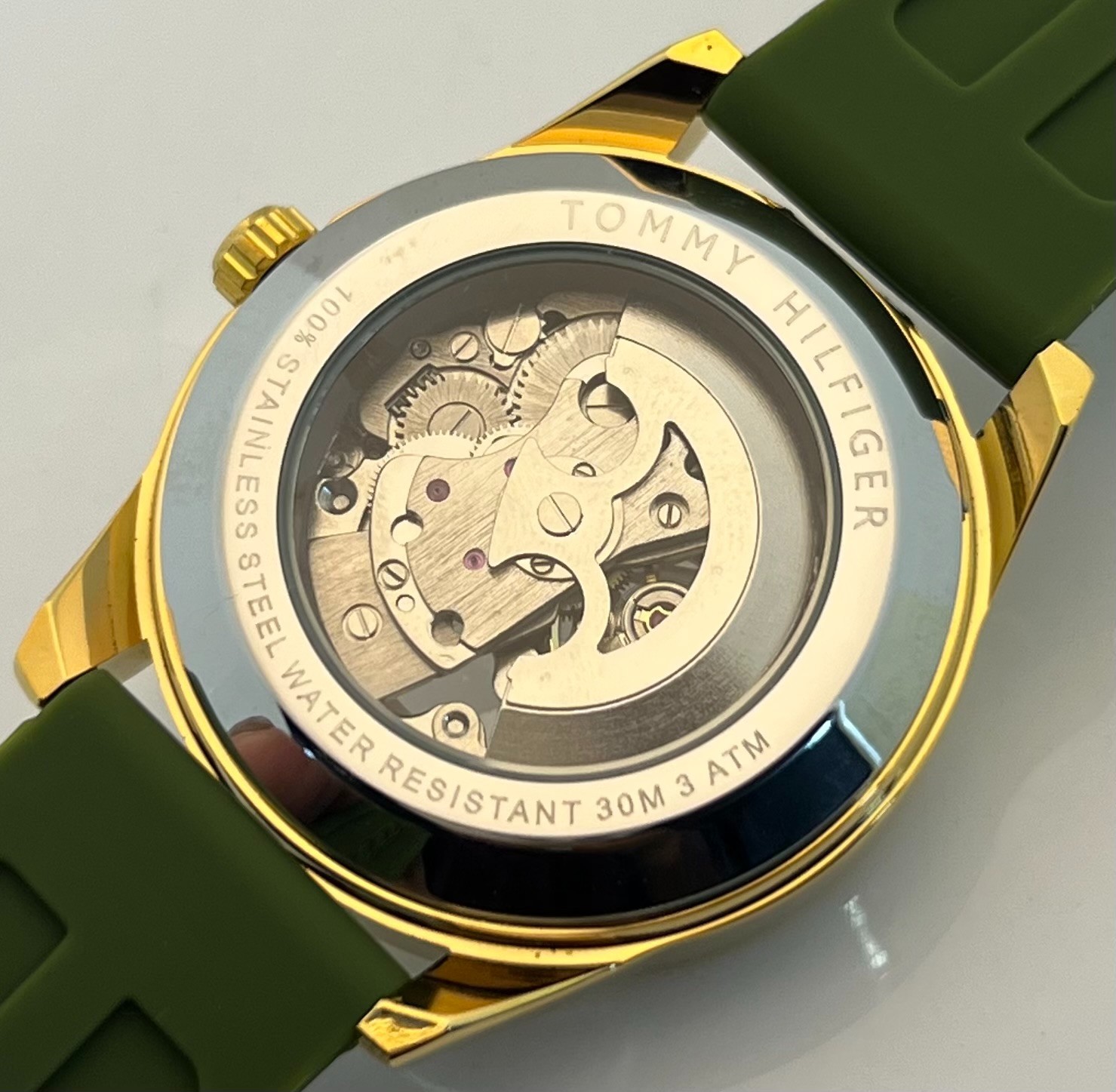 Premium Men’s Tommy Hilfiger Automatic Skeleton White Dial Working Wristwatch