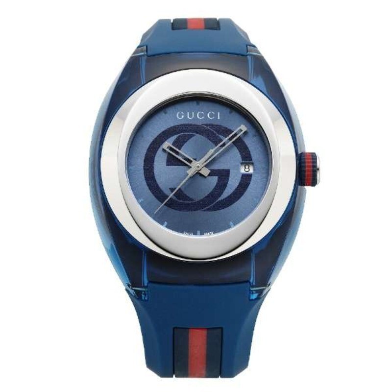 Gucci YA137104A Sync Blue Rubber Men’s Watch New + Box & Paper’s