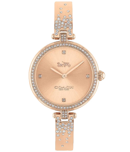 COACH PARK 14503651 ROSE GOLD DIAL & CRYSTAL BANGLE BRACELET 30MM WOMENS WATCH