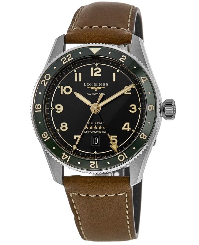 New Longines Spirit Zulu Time Grey Dial Leather Strap Men’s Watch L3.812.4.63.2