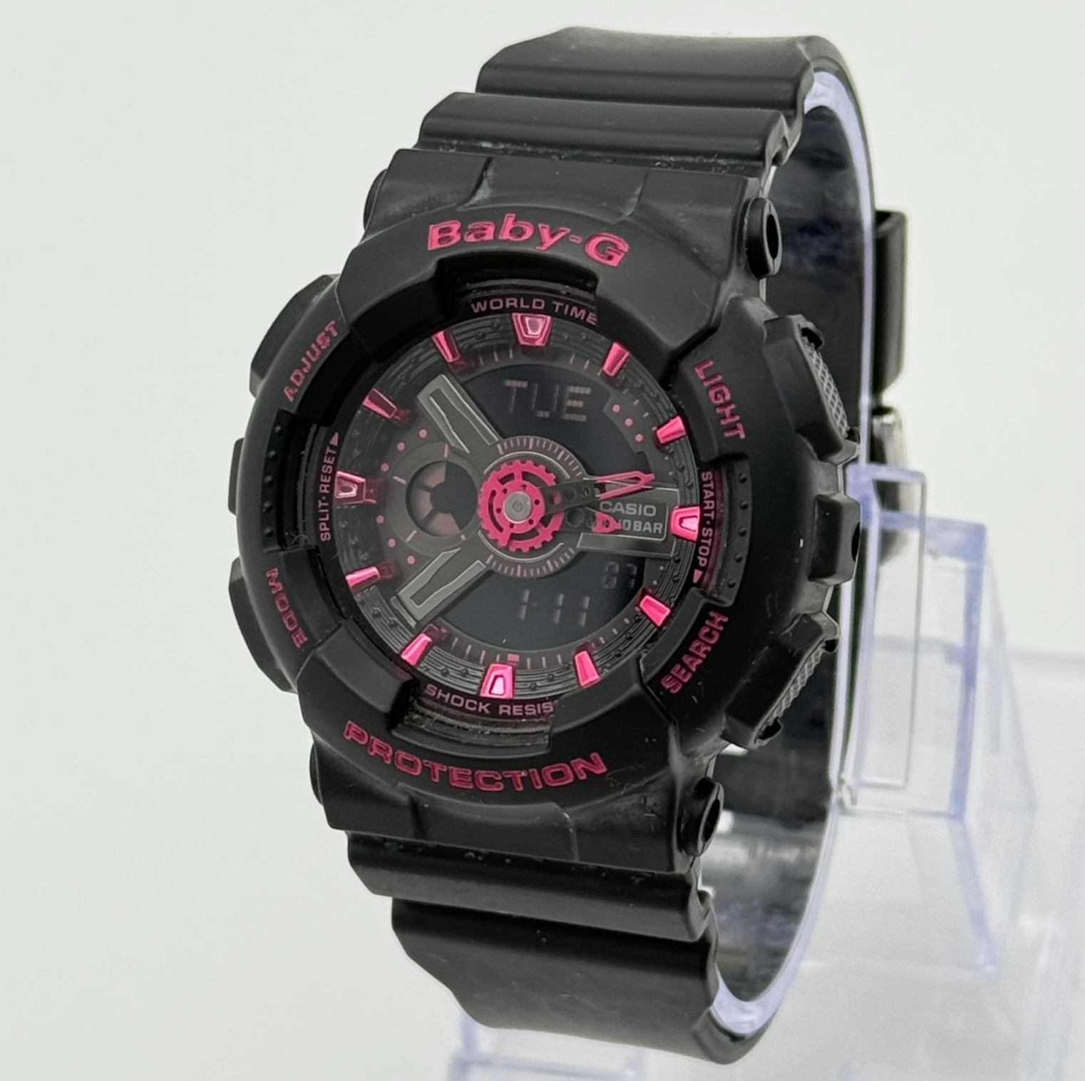 Women’s CASIO Baby-G Watch Analog-Digital Black & Pink Sport Shock Resist BA-111