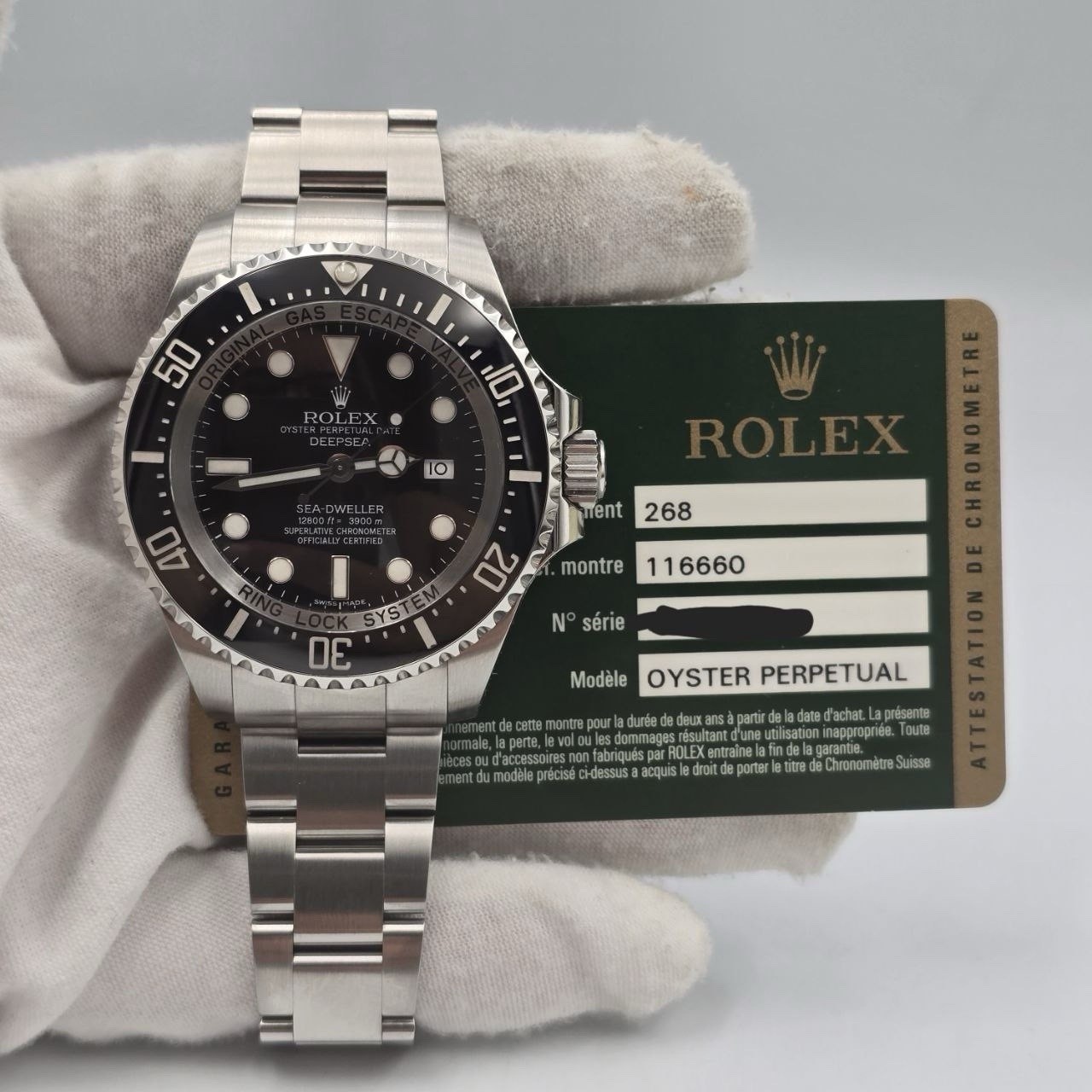 2012 PAPERS Rolex Sea-Dweller Deepsea 44mm Black Ceramic Steel Dive Watch 116660