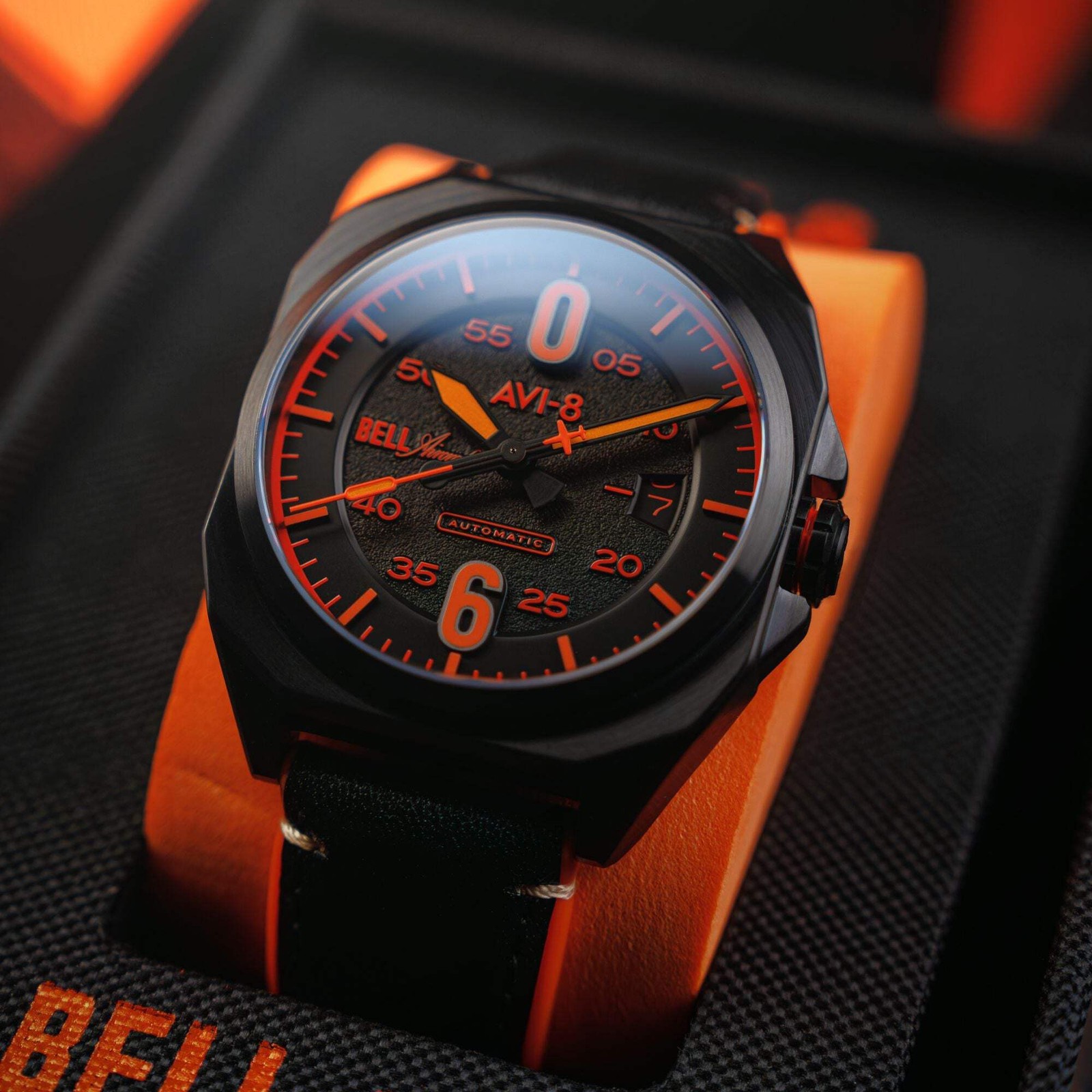 Bell X-1 Machbuster Automatic Black / Black Hybrid leather and rubber strap | Bl