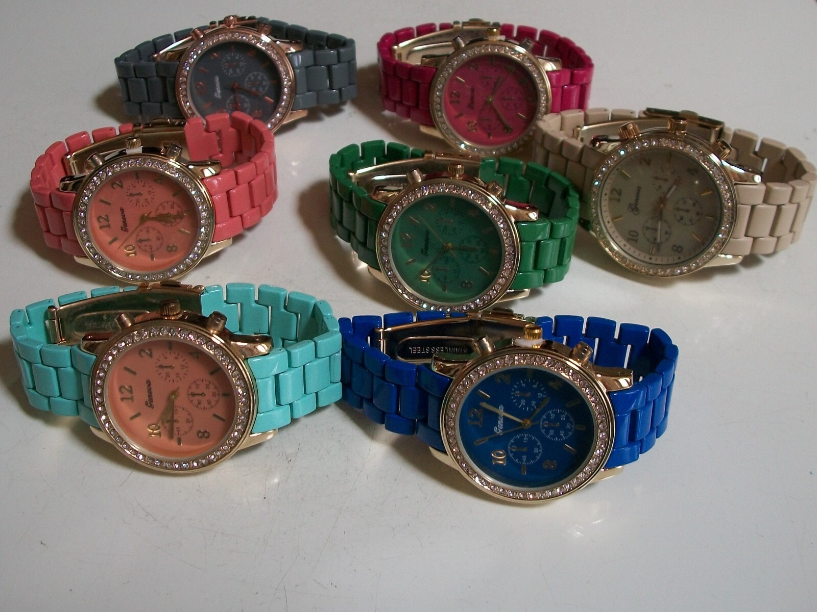 Women Stone Gray, Pink, Coral, Mint, Blue,Beige Bracelet Boyfriend Fashion Watch