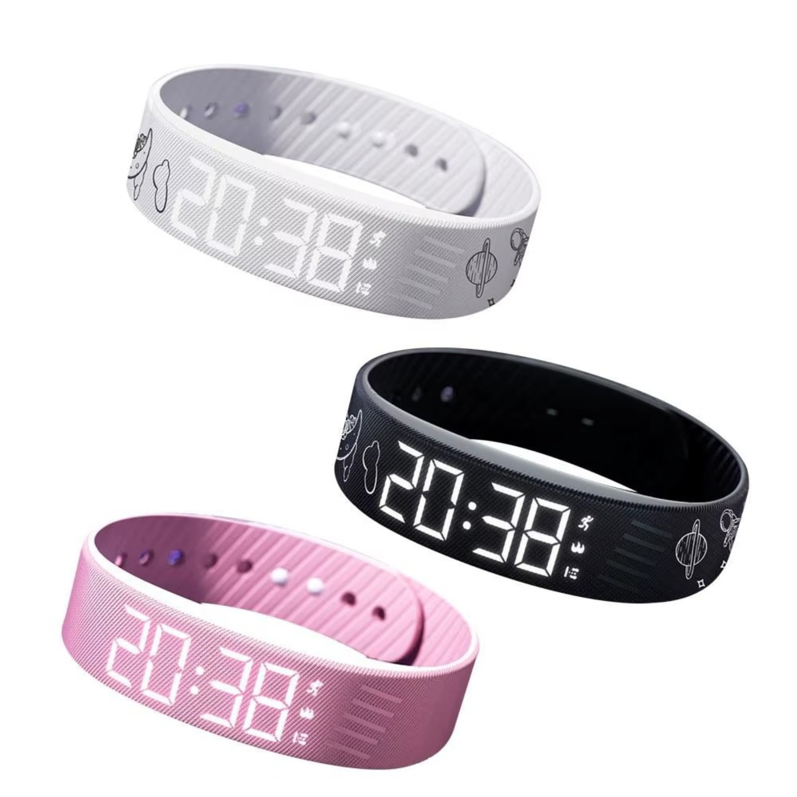 Vibrating Alarm Watch LED Digital Pedometer Waterproof Silicone Wristband Smart