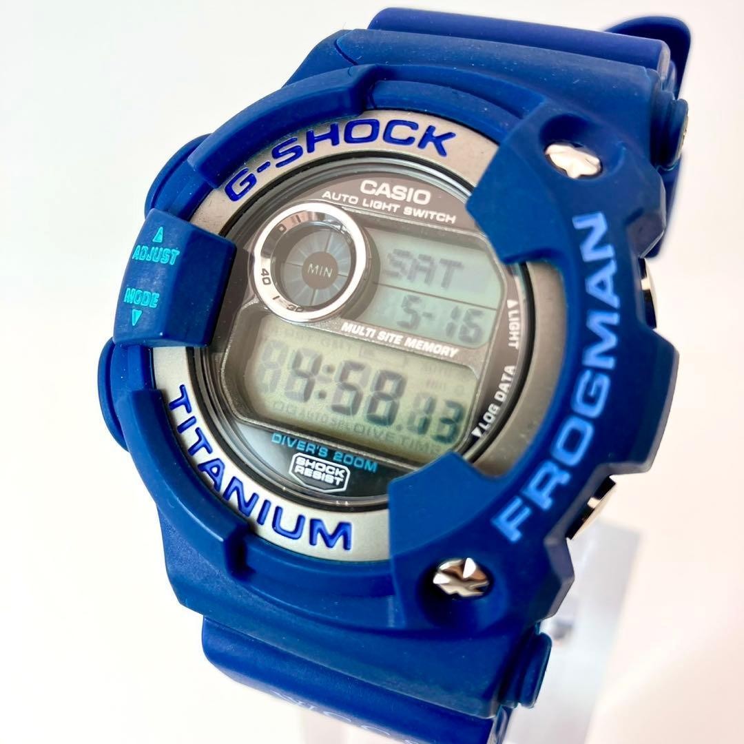 CASIO G-SHOCK DW-9902 WCCS FROGMAN Blue Titanium Watch Used Japan