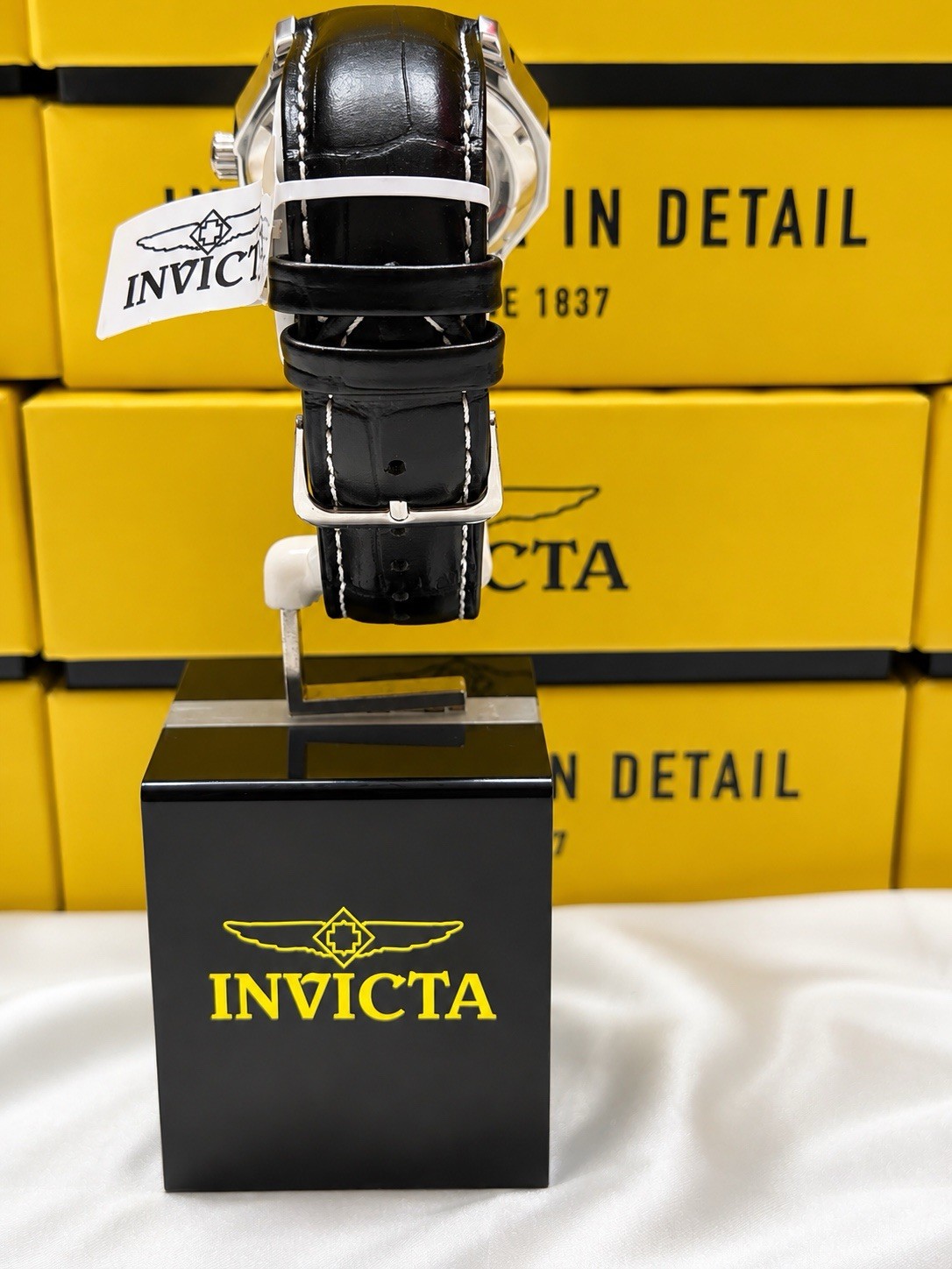 Invicta Object D’Art 69128 Automatic Skeleton Men’s Black Leather Watch NWT