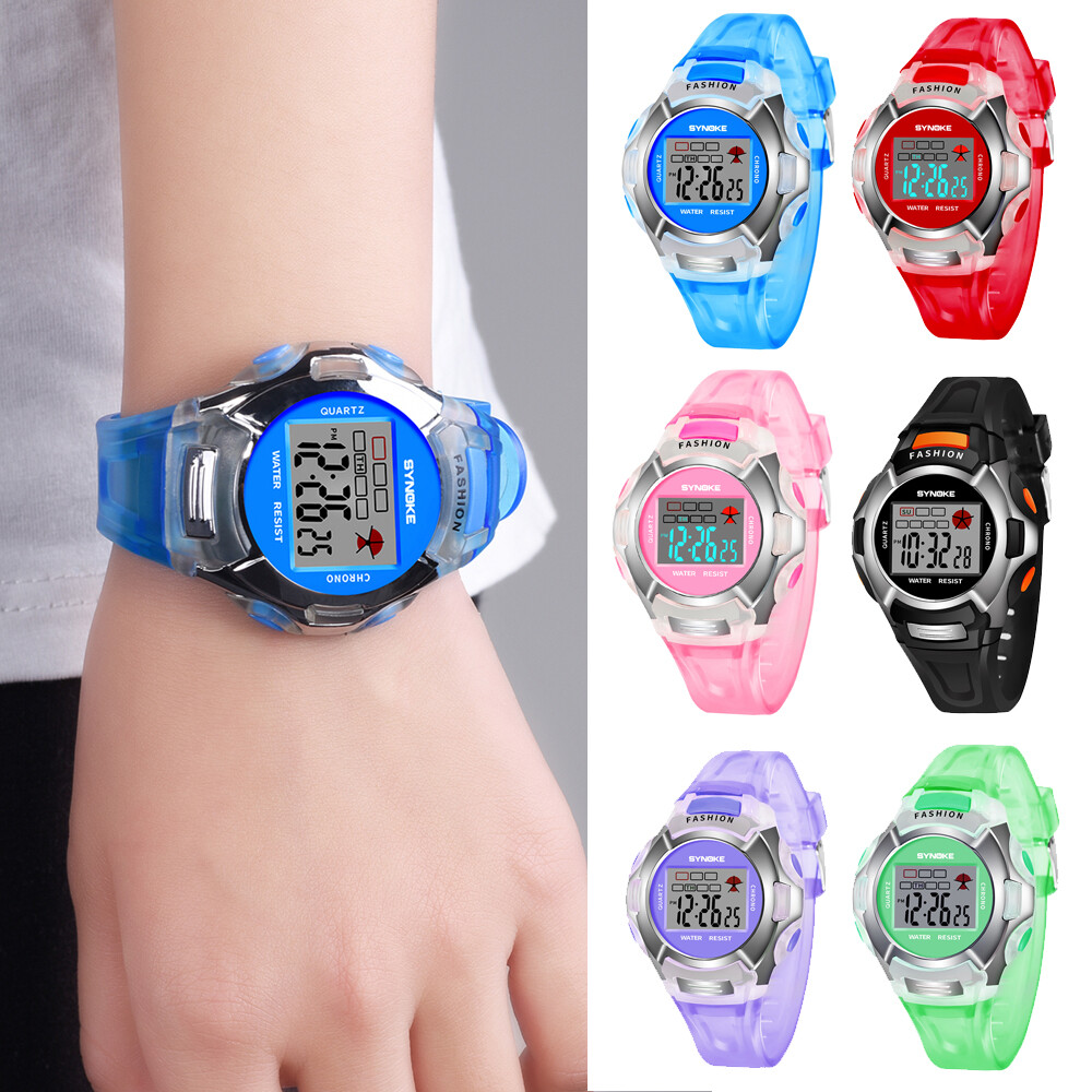 1X Child Boy Girl Xmas Gift Multifunction Sport Electronic Digital Wrist Watch