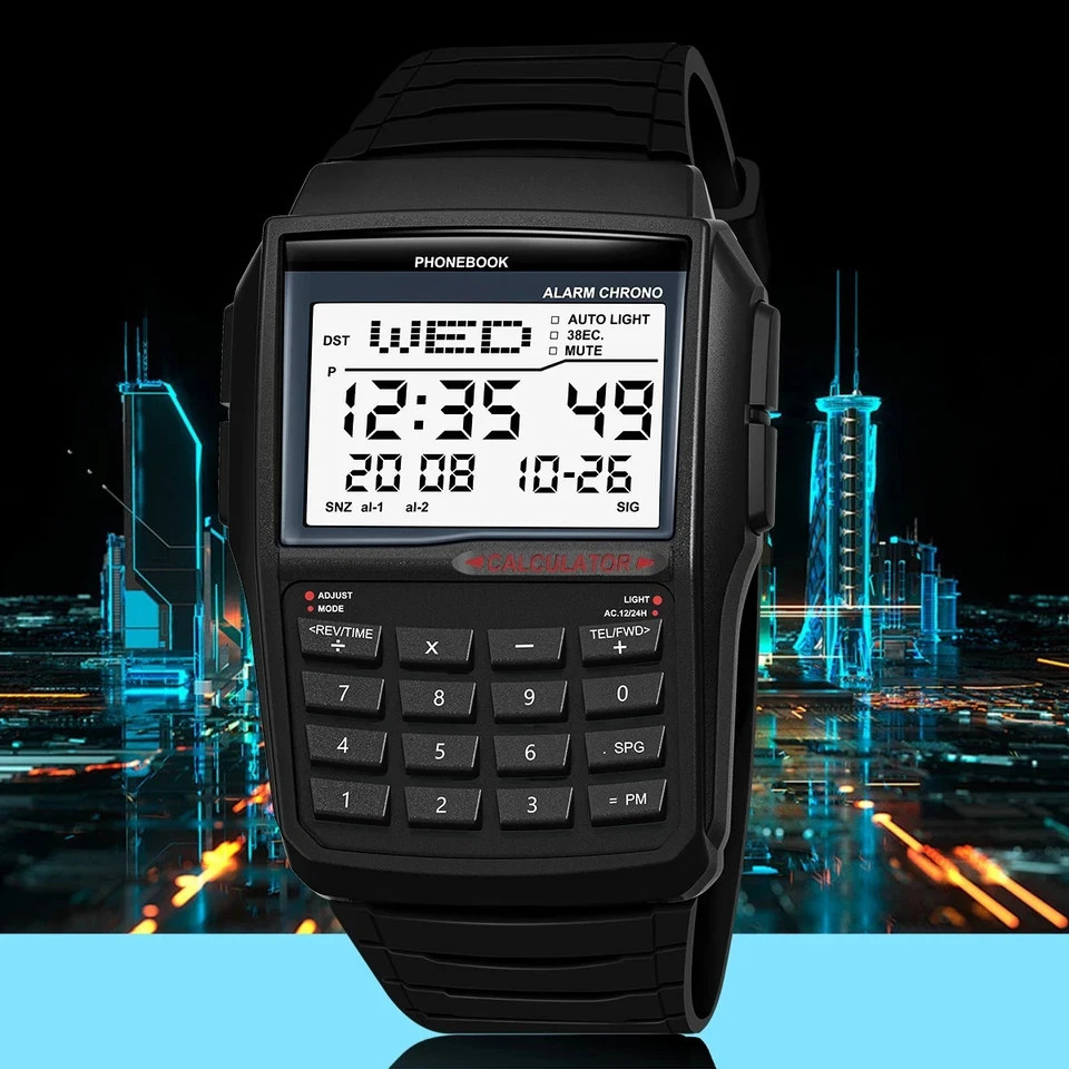 Computer Style Men’s Top Luxury Digital Sports Watch Multifunction Calculator