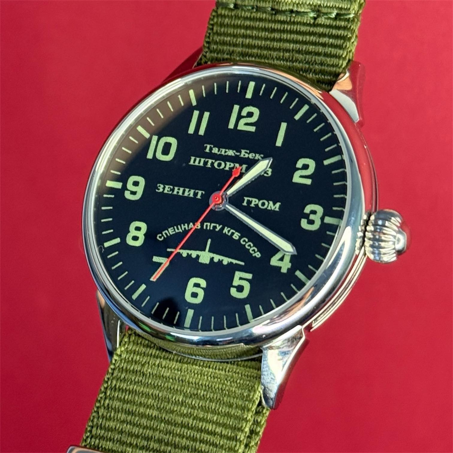 Raketa Watch Mechanical Storm Aviator USSR Wrist Vintage Green Soviet Men’s