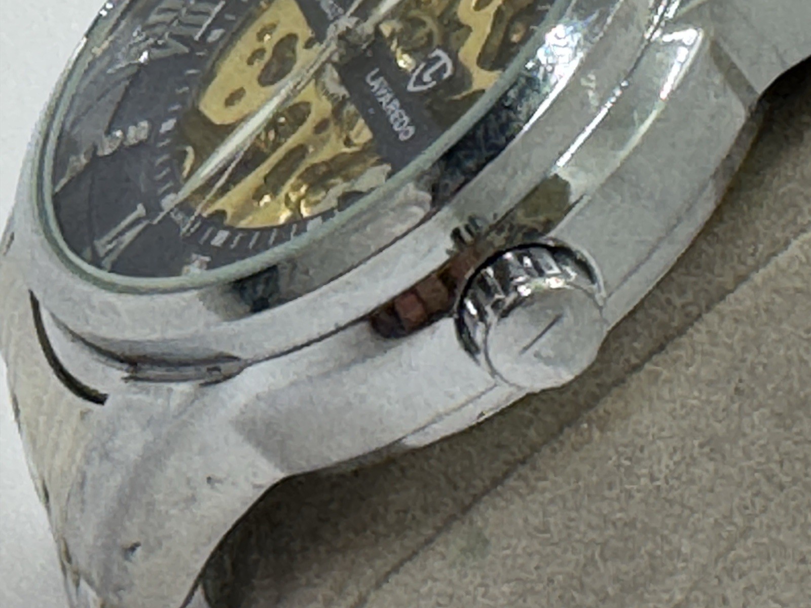 Lavaredo Automatic Diamond Blue Dial Watch Silver Gold Skeleton WR