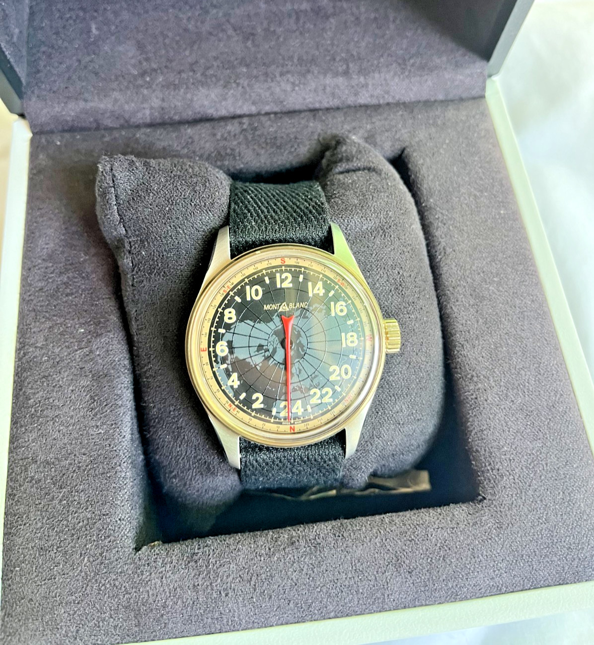 Montblanc 1858 Automatic single hand 24 hour watch, good condition, original box