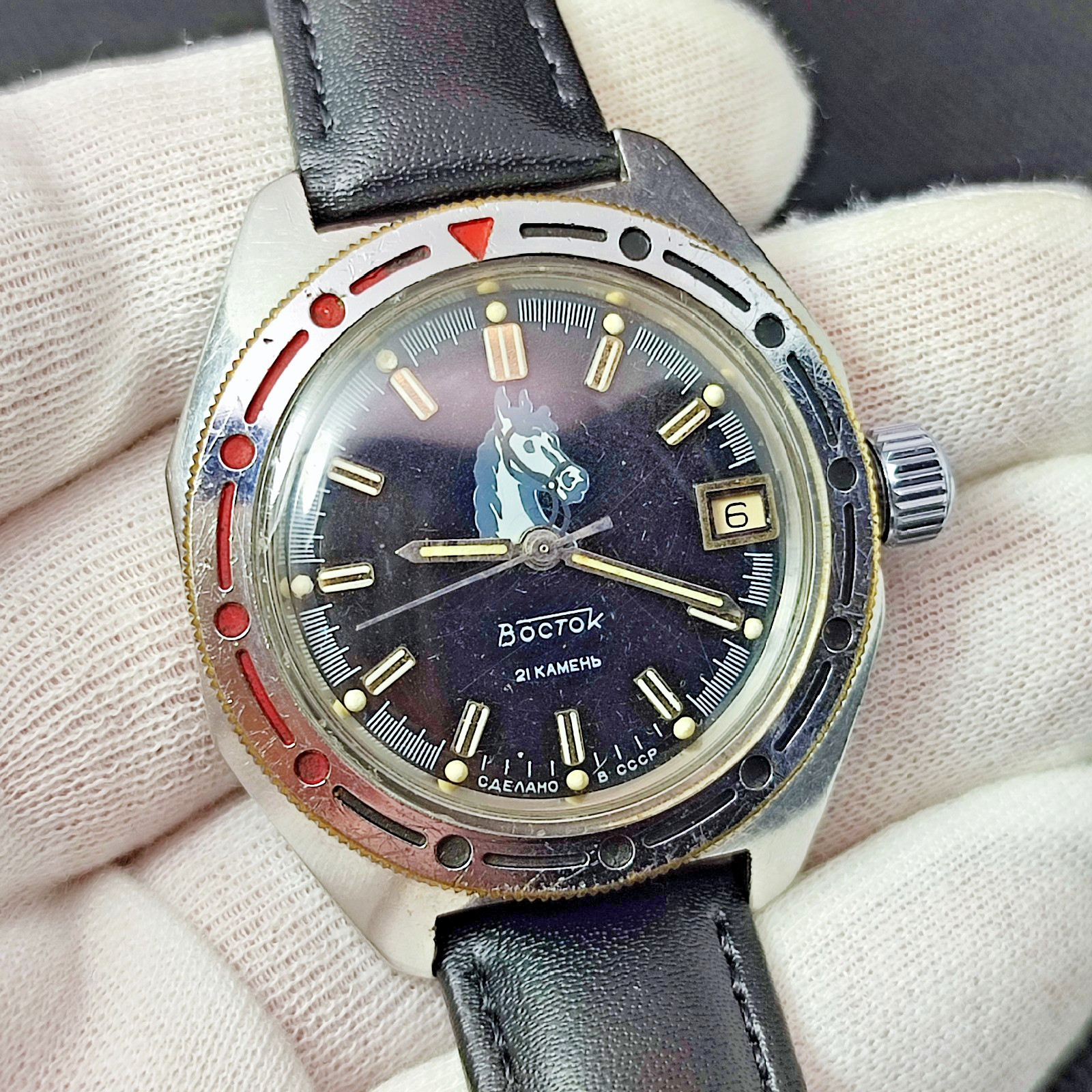 ⭐ Vintage Soviet watch Vostok amphibian horse automatic 2416.B made in USSR 80s