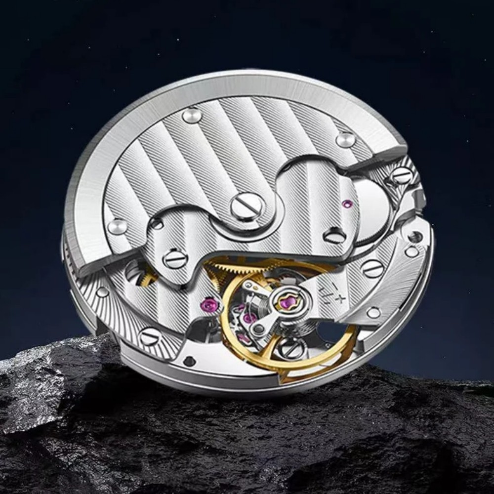 Men’s Automatic Mechanical Watch Sapphire Glass Genuine Leather Strap Waterproof