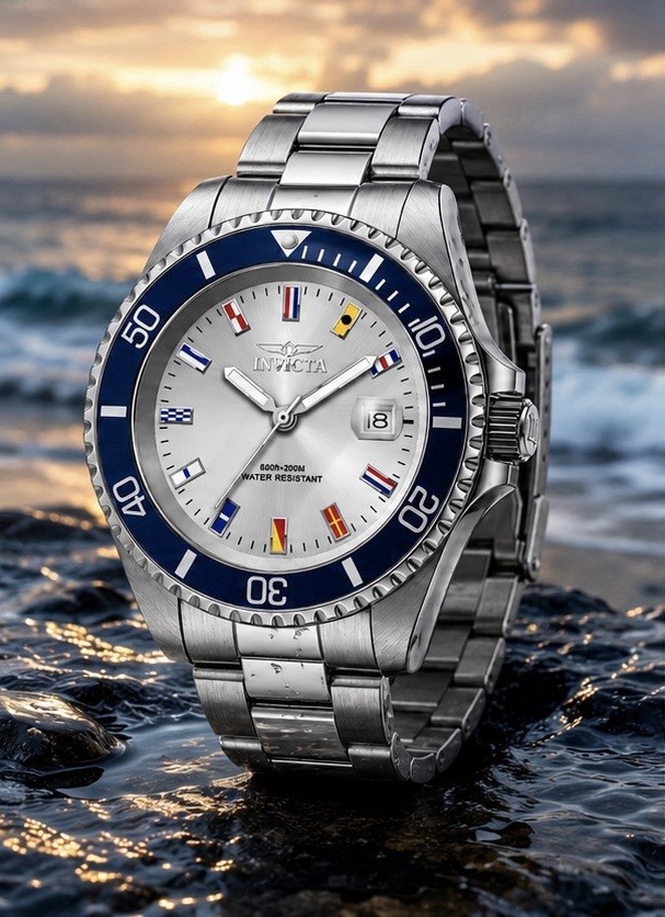 Invicta Pro Diver Jet Setter 49885 Men’s Watch 40mm Silver Dial Blue Bezel Steel