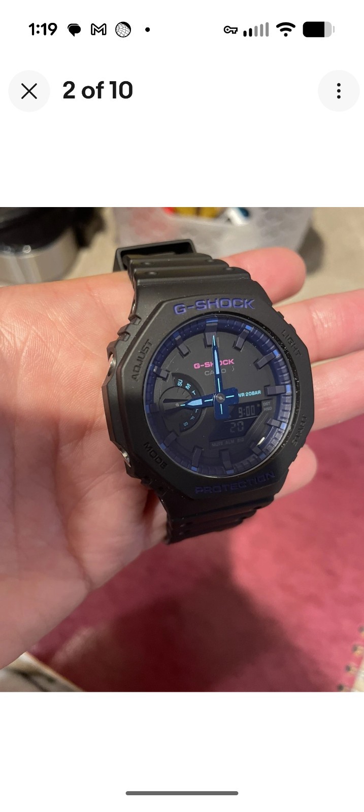 Casio G-Shock GA2100VB-1A Casio Virtual World Carbon Core Men’s Ana-Digi Watch