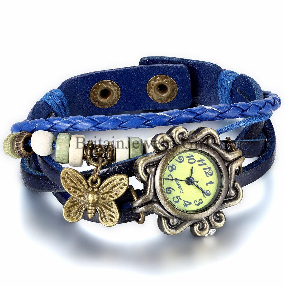 Multi-layer Butterfly Leather Bracelet Quartz Movement Wrist Watch Women Girls