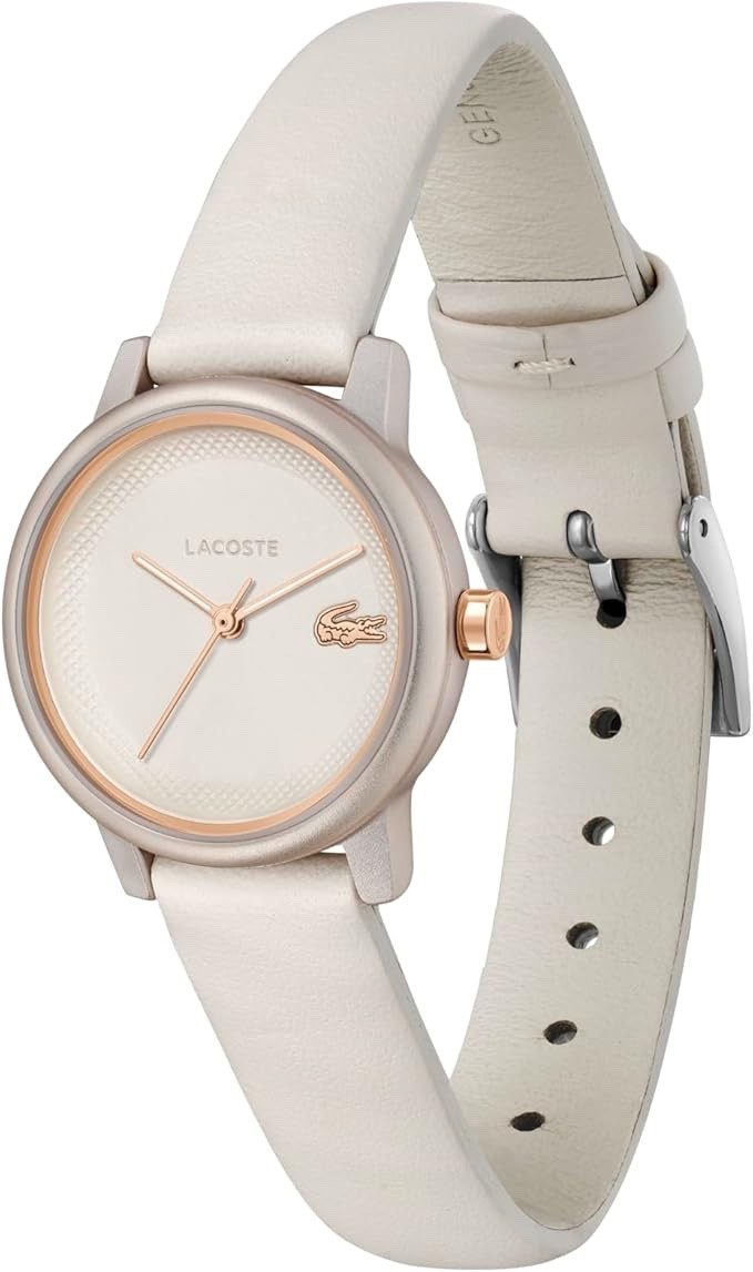 LACOSTE Women’s 12.12 Swift Leather Strap Watch ‘Off-White’ (Size 28mm)(2001437)