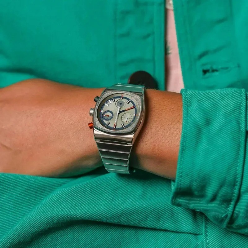 CILOA Men Luxury Square Green Dial Quartz Watch Stainless Steel Calendar Gift