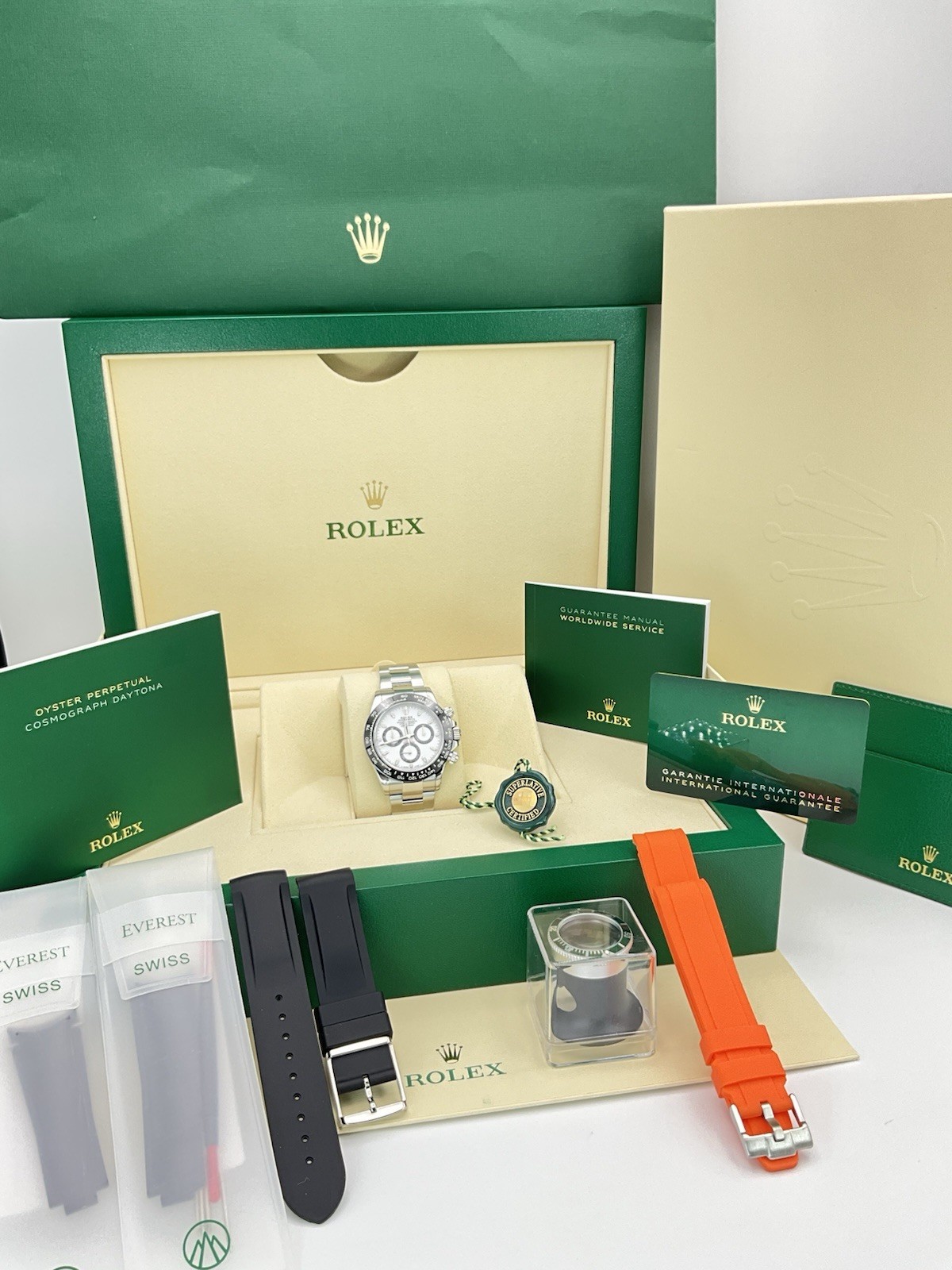 ♛ Rolex Daytona 116500LN Panda White Dial Oyster Steel 40mm XL Complete Set