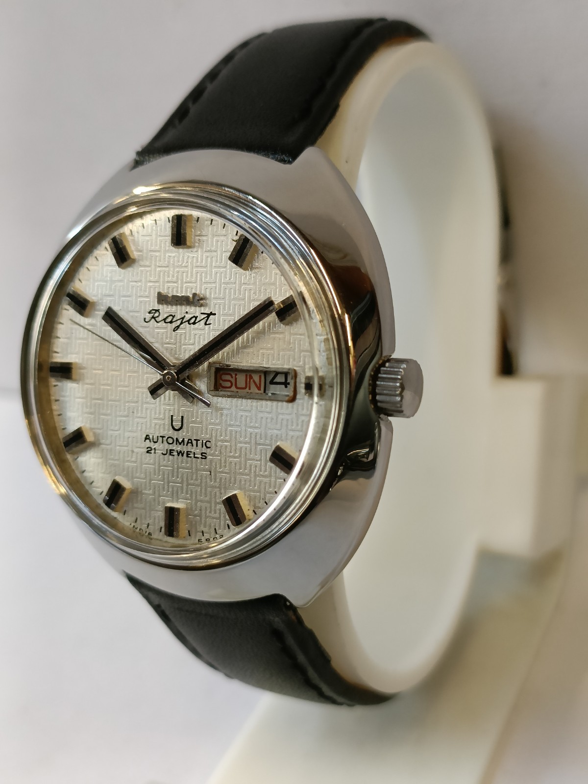 ORIGINAL HMT RAJAT 21J AUTOMATIC WHITE DIAL INDIA MEN’S WORKING CONDITION