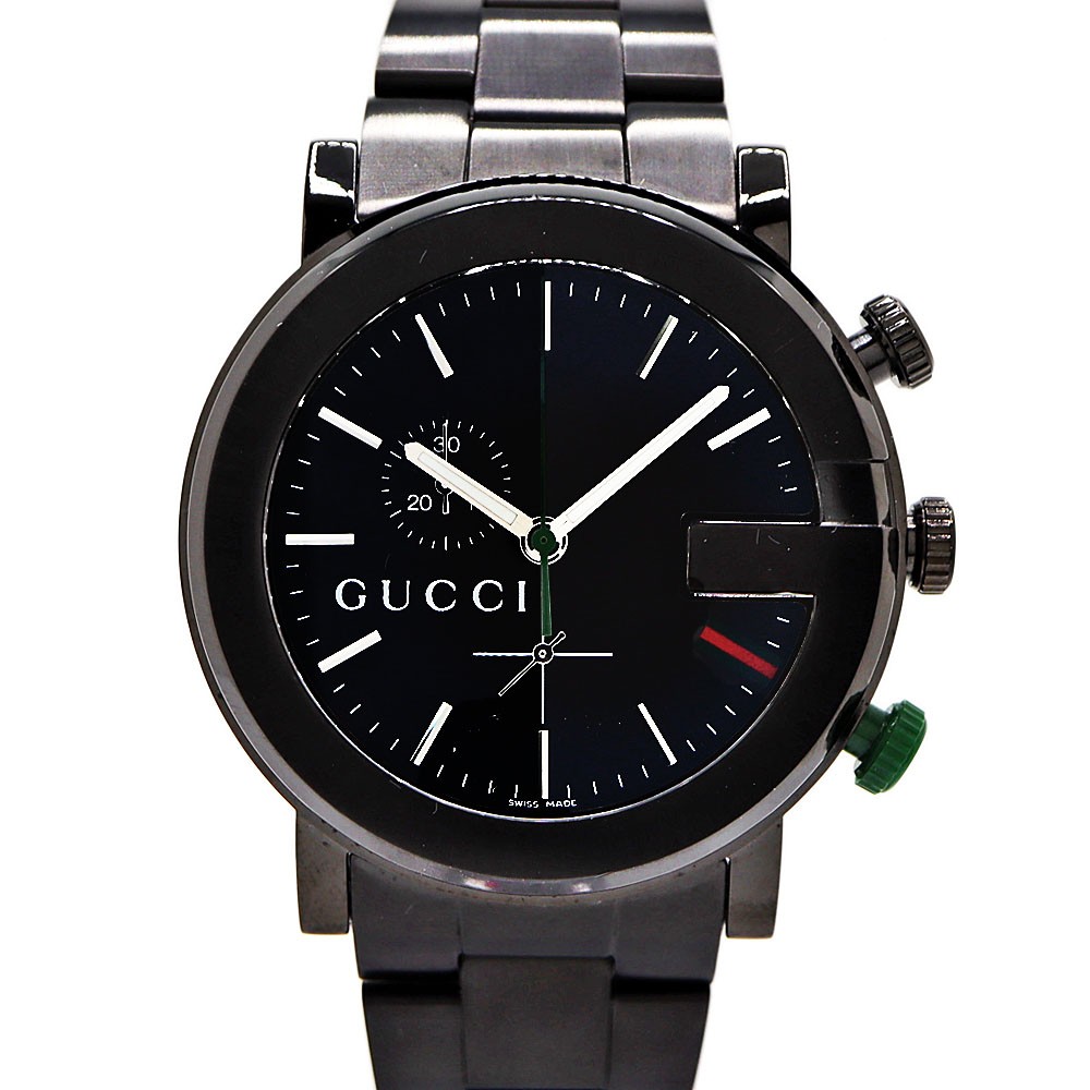 GUCCI G Chrono YA101331 / 101M Stainless Steel Diamond 44mm Wristwatch #KNW2673