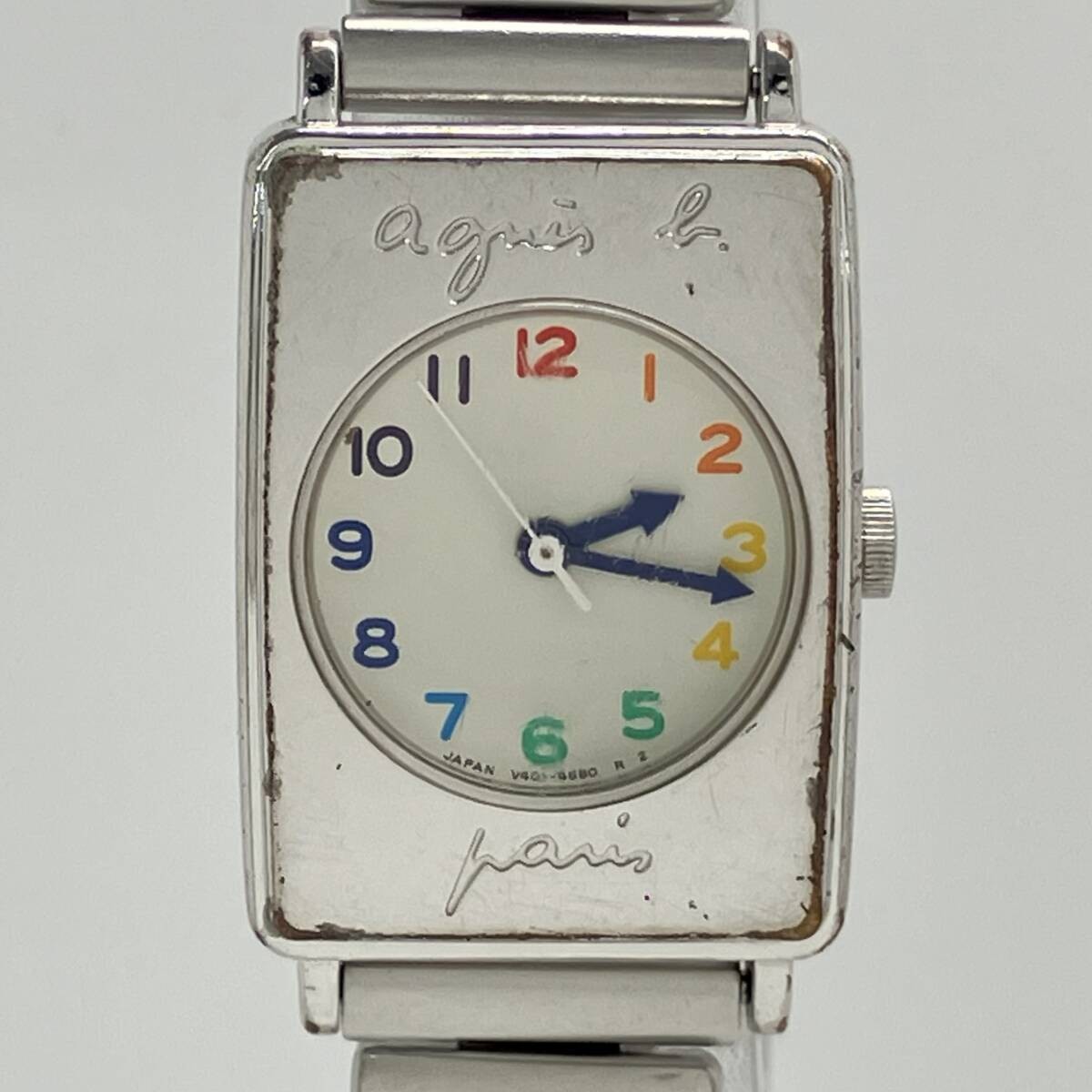 agnes b V401 1620 Quartz Square Wristwatch Leather Belt Not Genuine Lot