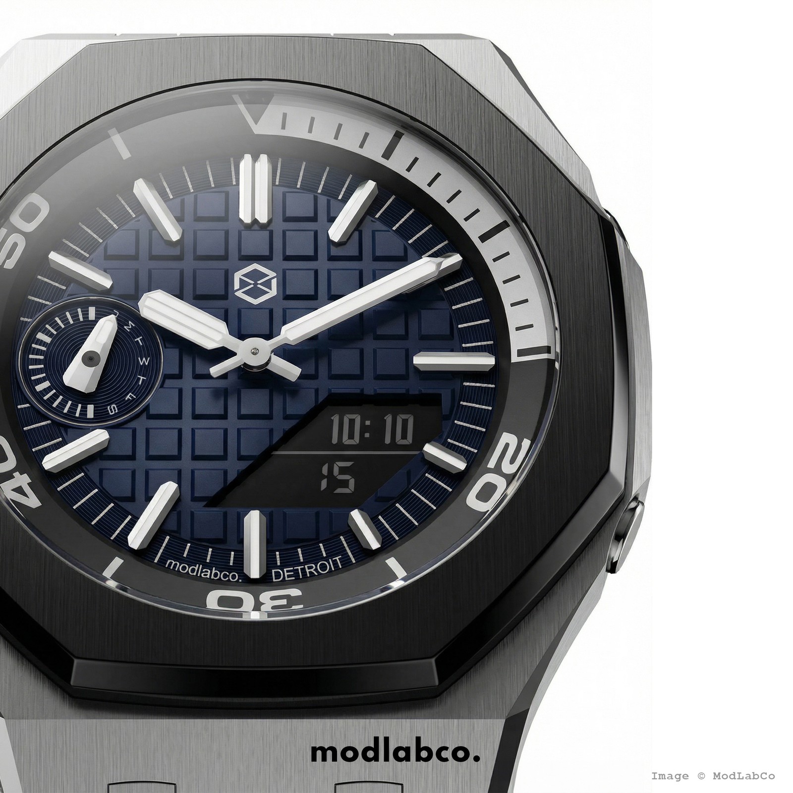 MLC-334 modlab company BESPOKE Octagonal Navy Dial Silver Metal 42mm Watch