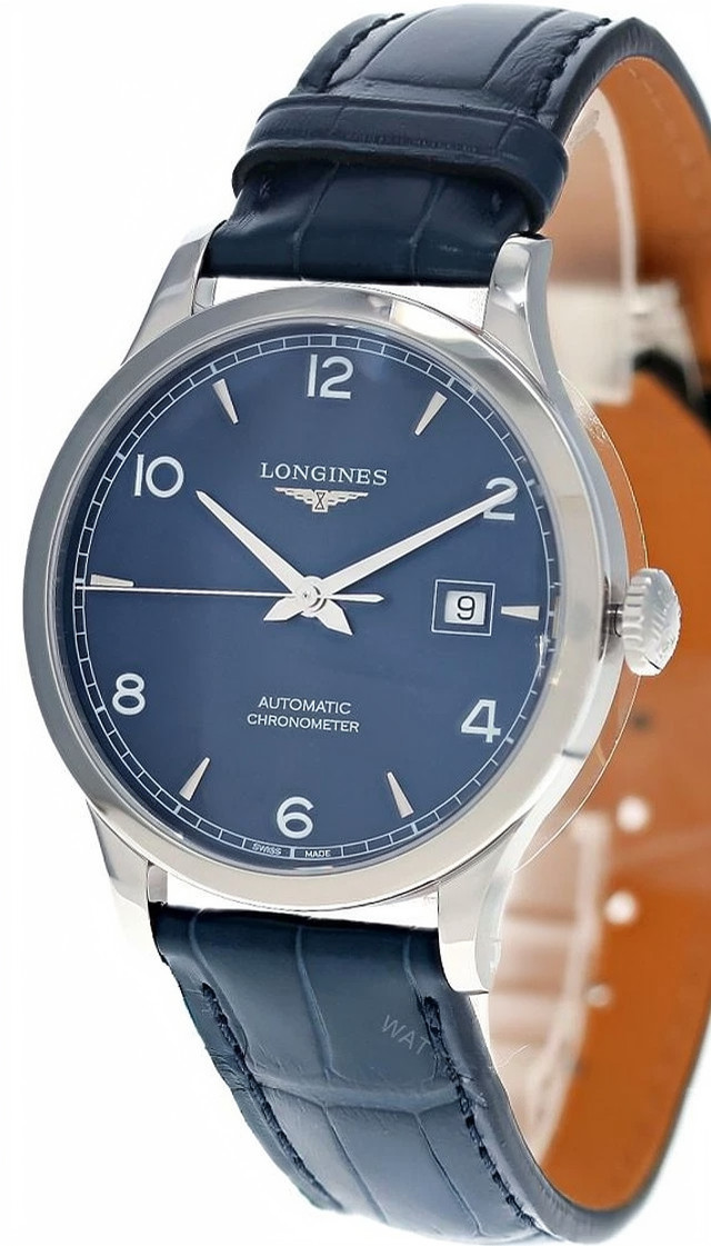 LONGINES Record Automatic 40MM Blue Dial Leather Men’s Watch L2.821.4.96.4