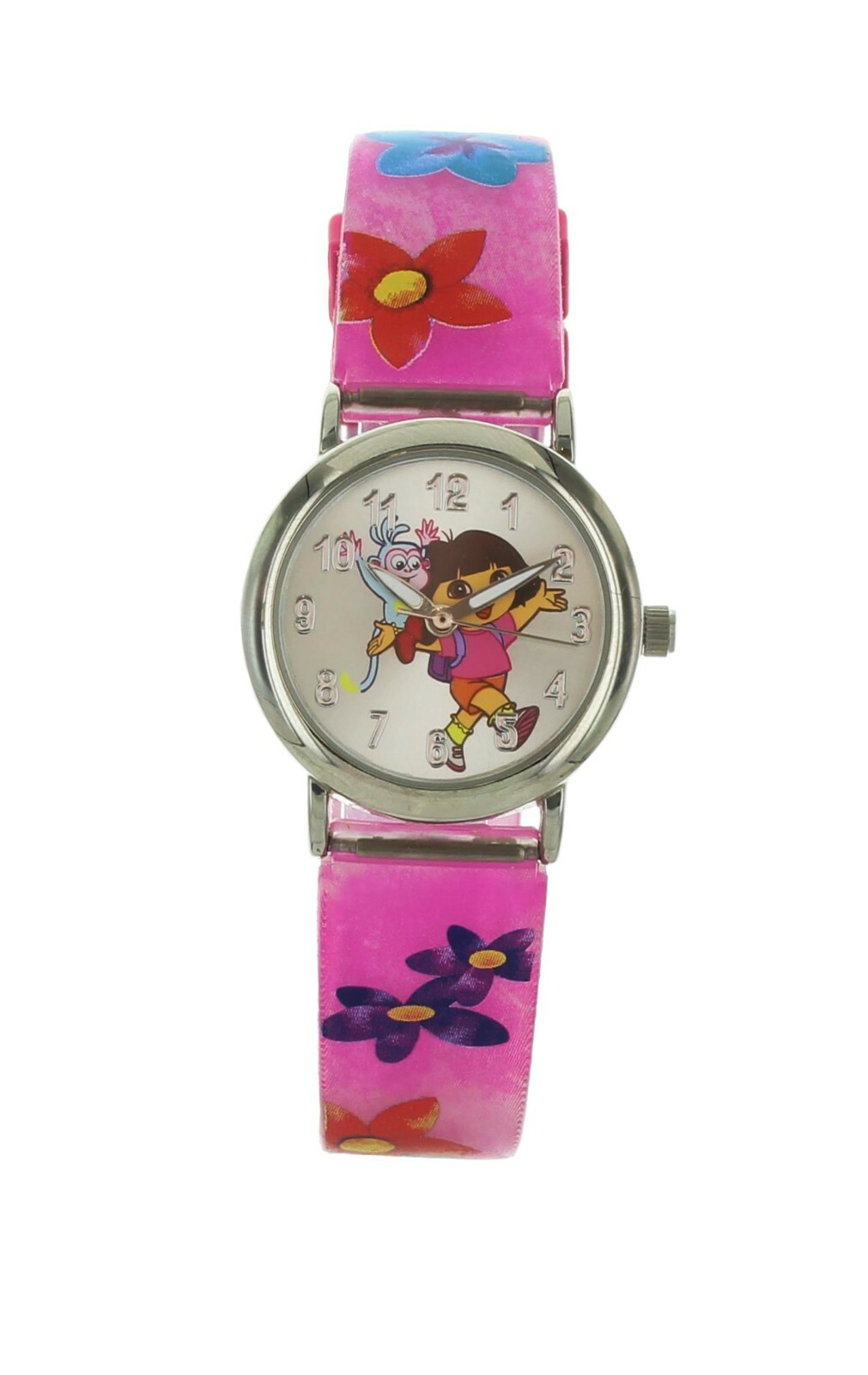 Girls cute Dora the explorer watch plastic pink band with flowers DTE1080B