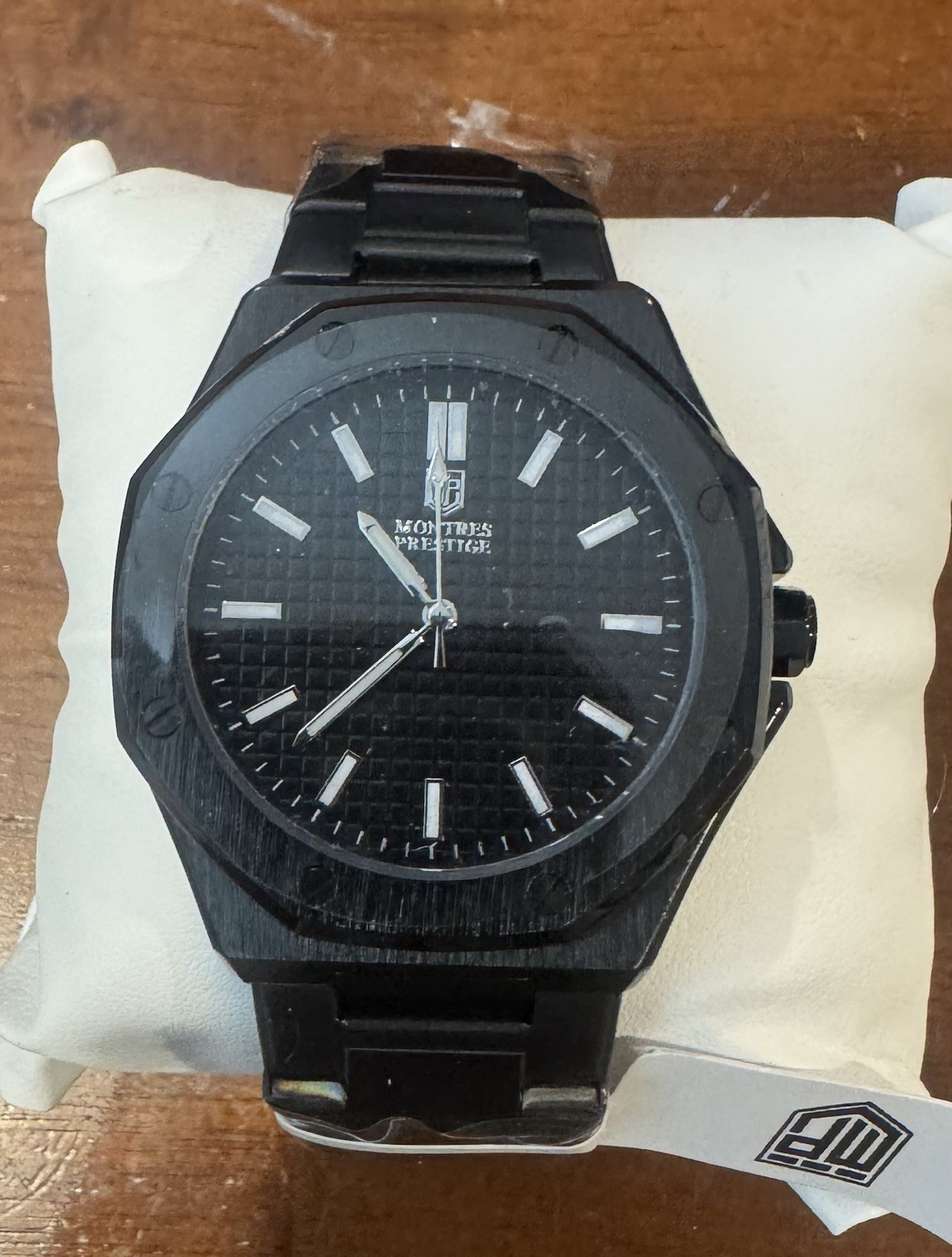 Men’s 44mm Black Quartz Analog Dress Watch Metal Bracelet Wristwatch