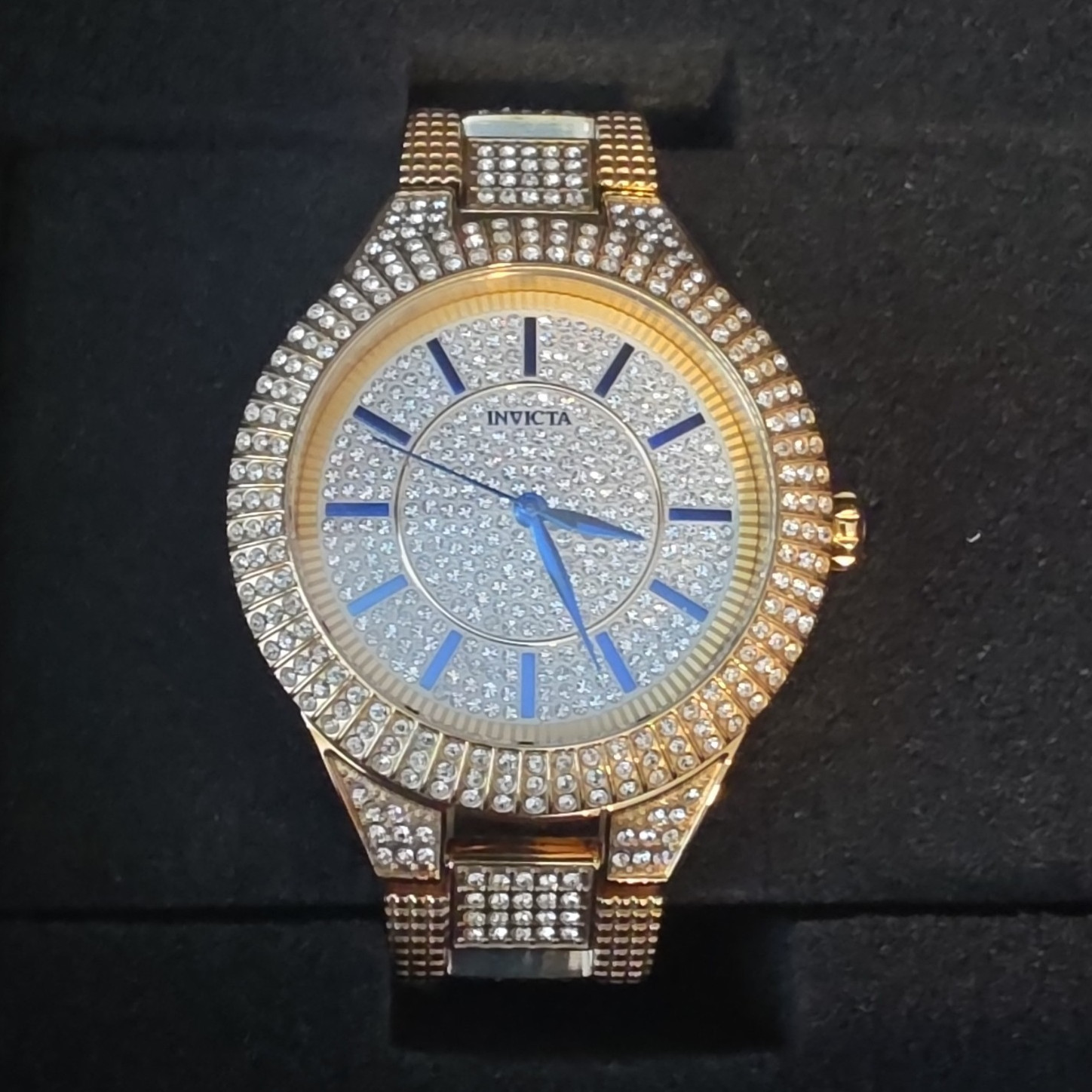 Invicta Specialty Men’s Quartz Gold Tone SS Bracelet Pavé Dial 45mm 100m
