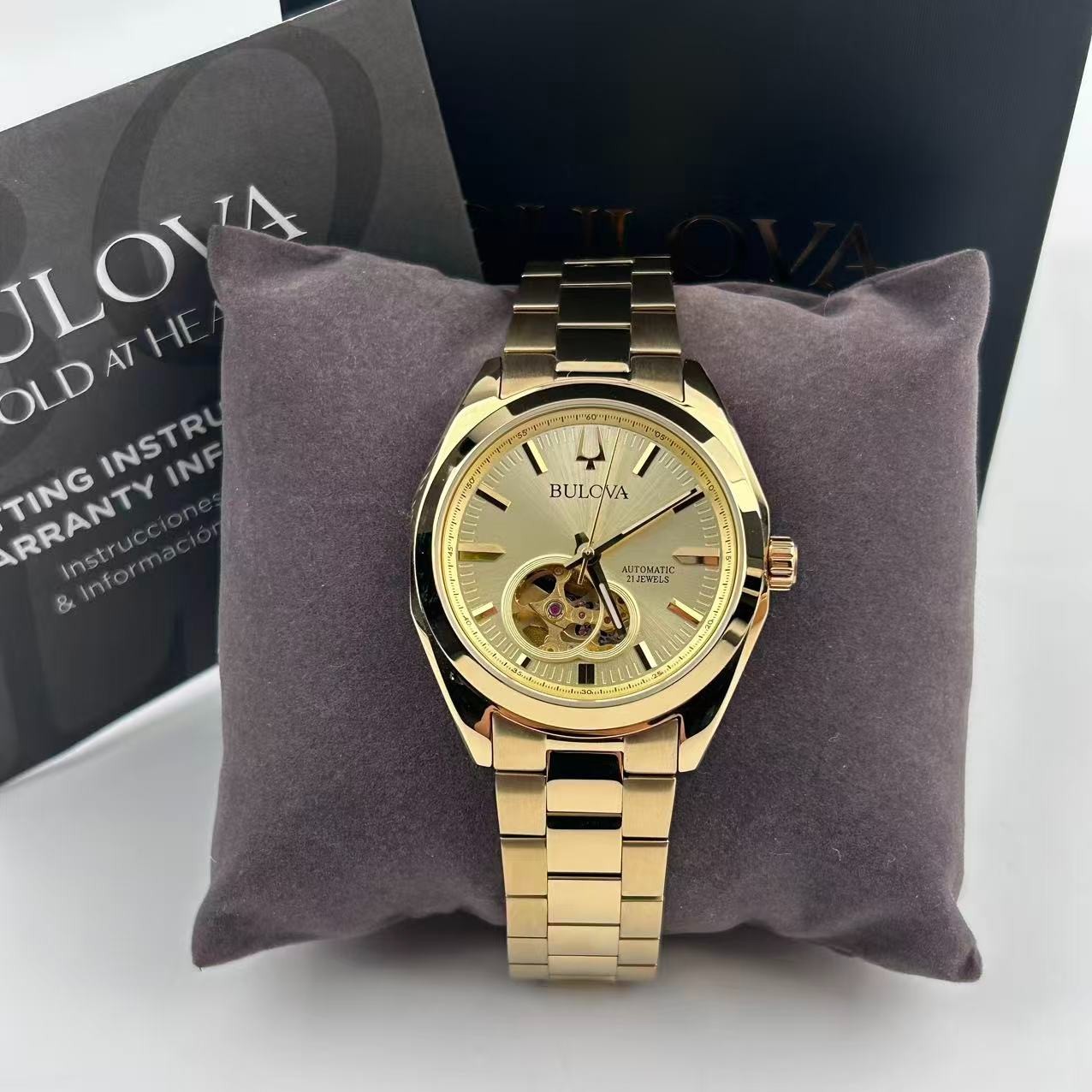 Bulova Surveyor Men’s Automatic Watch Champagne Dial Stainless Steel 97A182 39mm