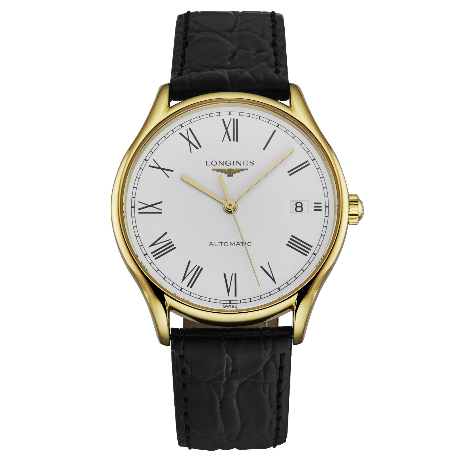 Longines Women’s ‘Lyre’ White Dial Leather Strap Automatic Watch L4.860.2.11.2