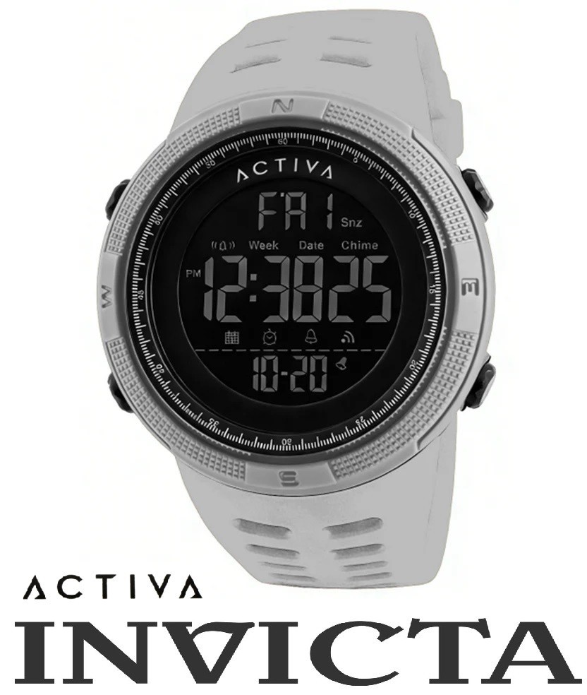 $99 Activa X Invicta Mens Gray Black Dial 50mm Digital Watch 1915-003 NIB
