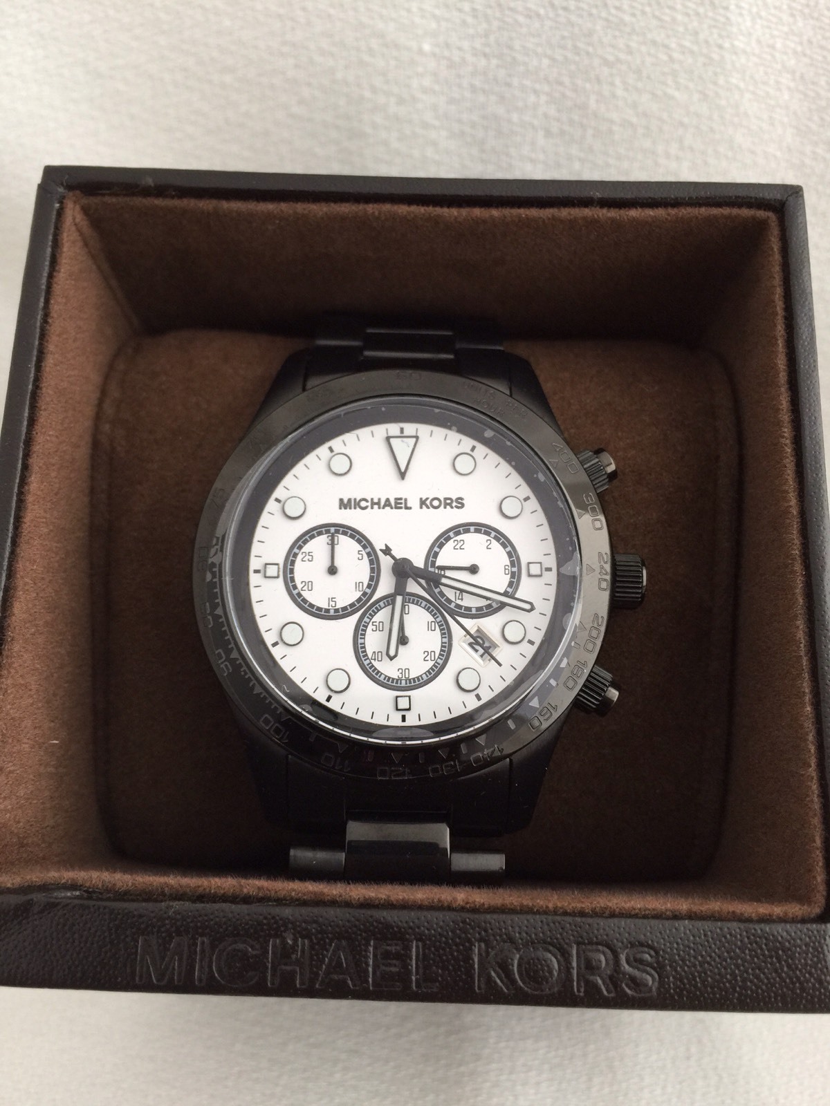 🎗NWT Michael Kors Chronograph Black Gunmetal Mens Watch MK6083🎗