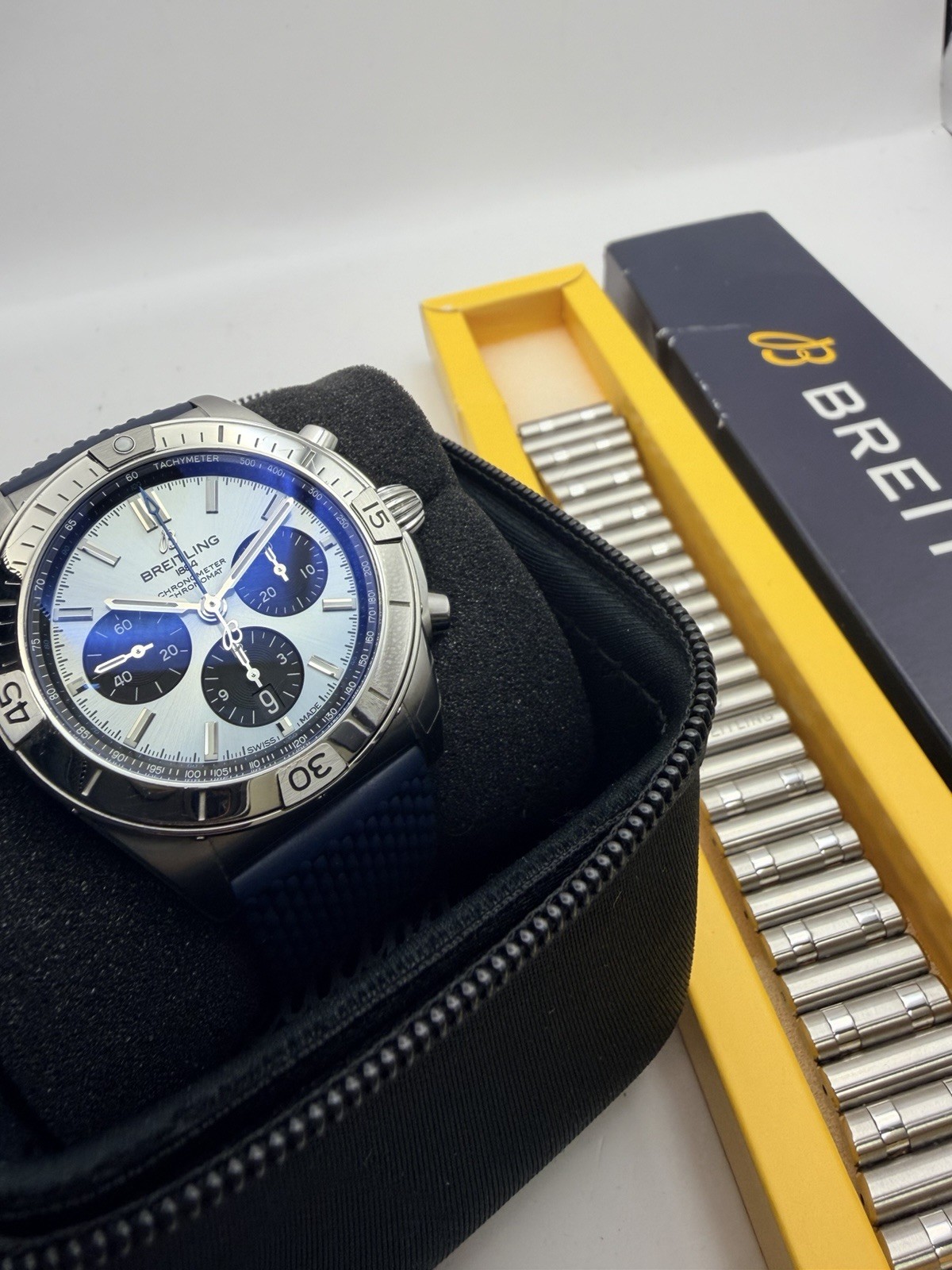 Breitling Chronomat Platinum Bezel PB0134 Ice Blue Dial