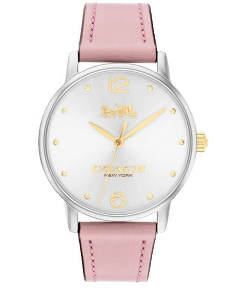 COACH GRAND 14504436 SILVER WHITE LOGO DIAL LEATHER STRAP 36MM WOMEN’S WATCH
