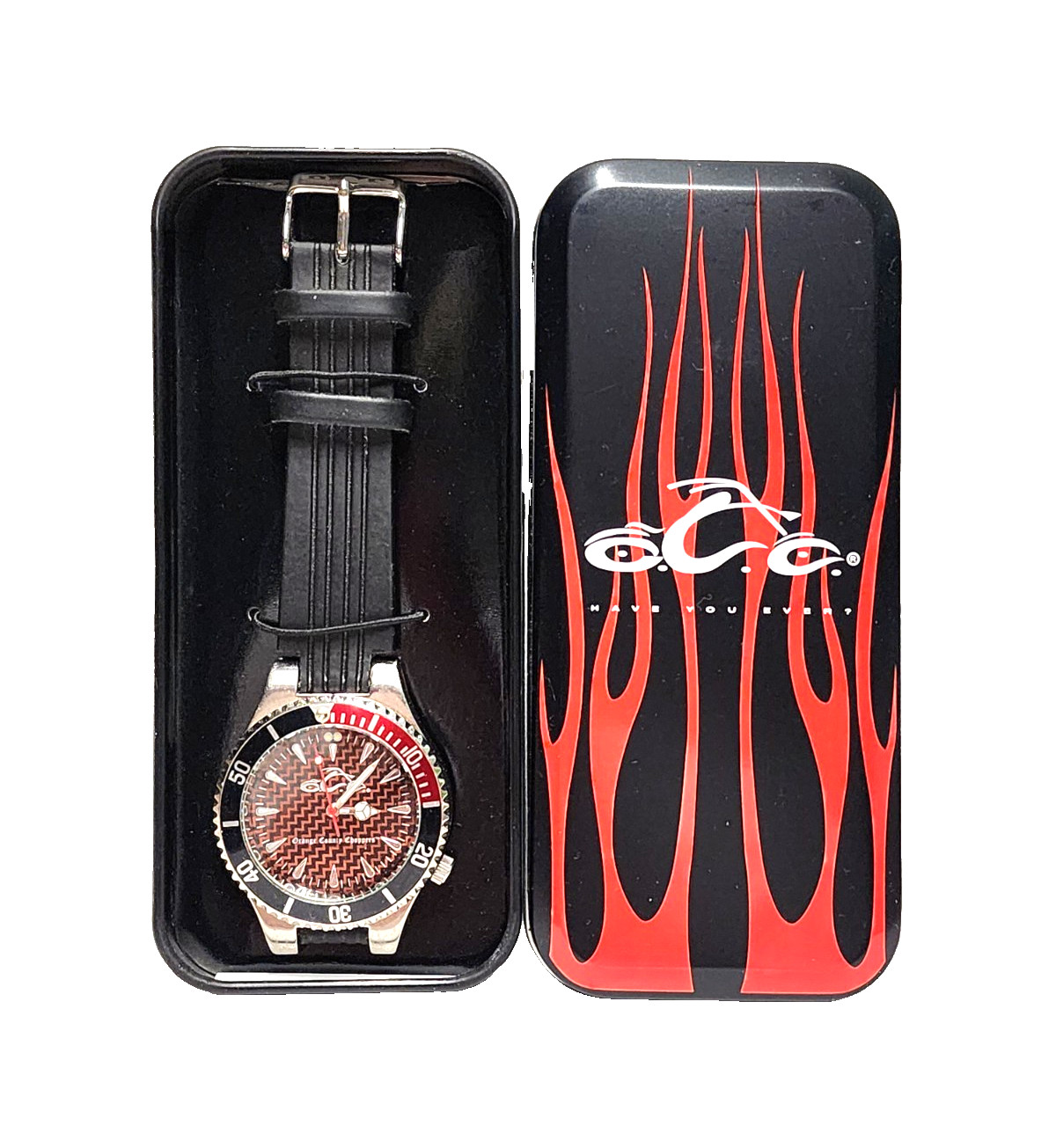 New 2004 Men’s Orange County Choppers Collectible Watch Red Black Chrome Logo