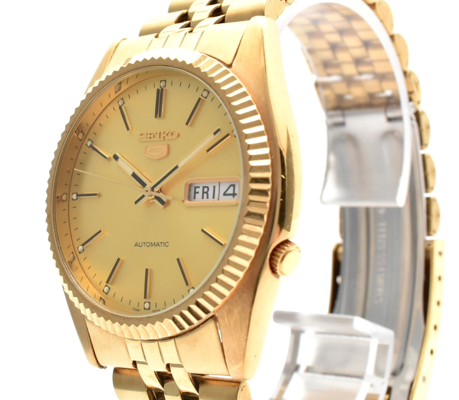 Vintage SEIKO 5 7S26-0500 SNXJ94 Gold Dial Automatic Men’s Watch JAPAN
