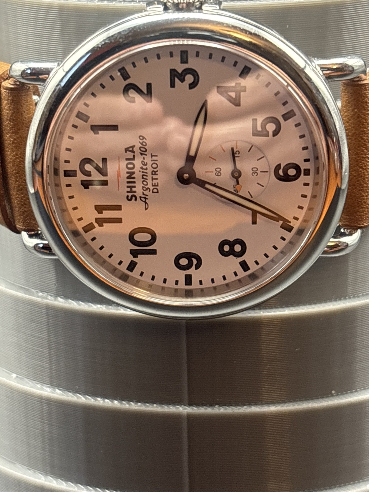Shinola The Runwell Cream Dial Leather Strap Quartz Men’s Watch 47mm