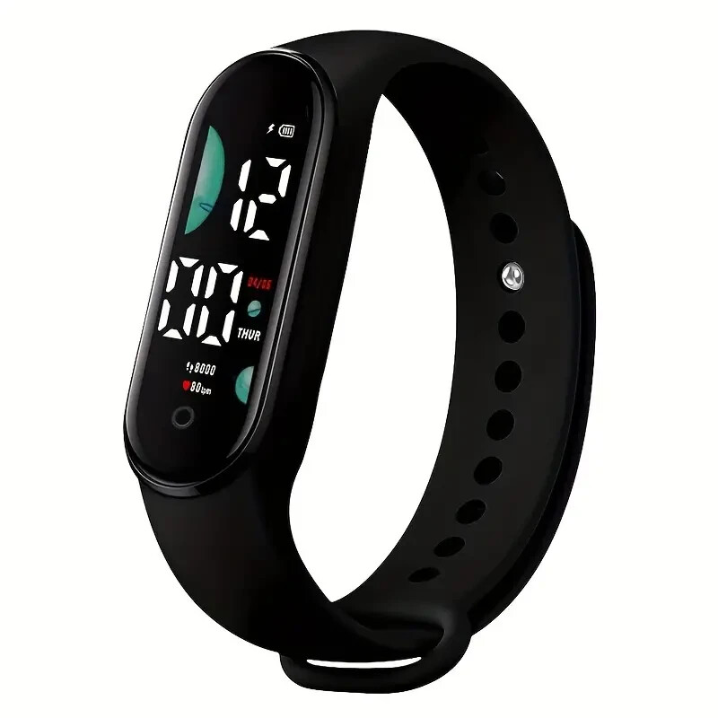 New 1pc LED Electronic Watch Outdoor Touch Screen Silicone Digital Sports Black